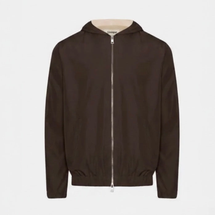 Glanzende jas met capuchon