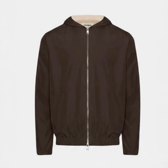 Glanzende jas met capuchon