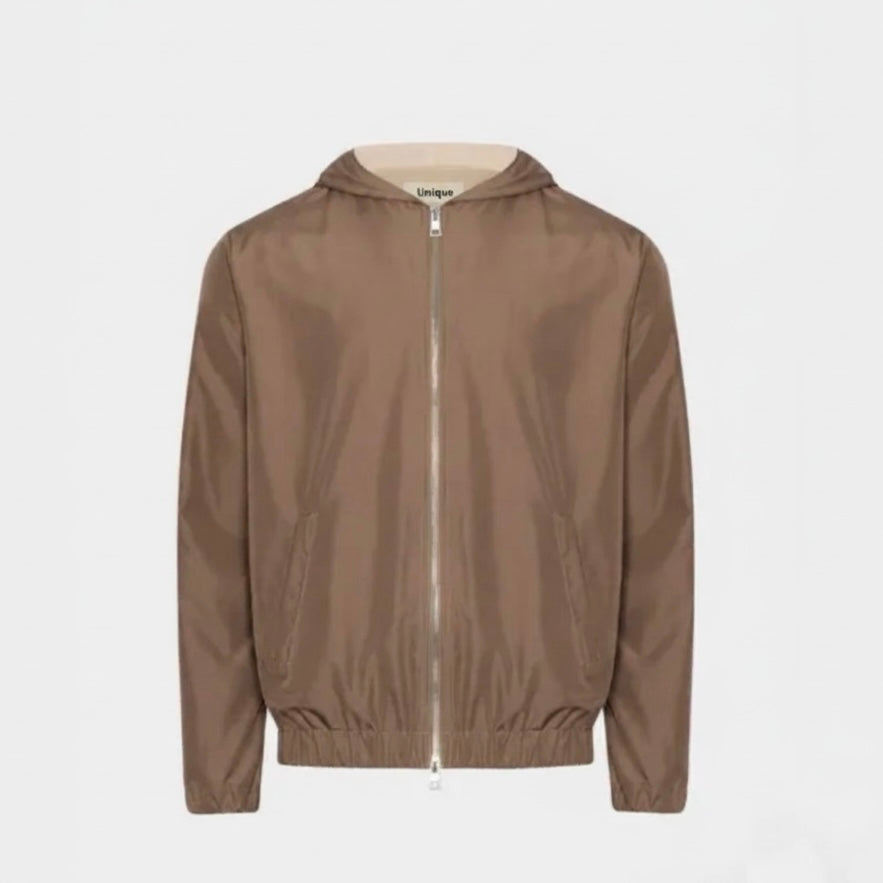 Glanzende jas met capuchon