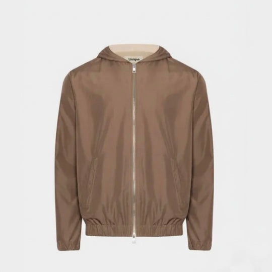Glanzende jas met capuchon